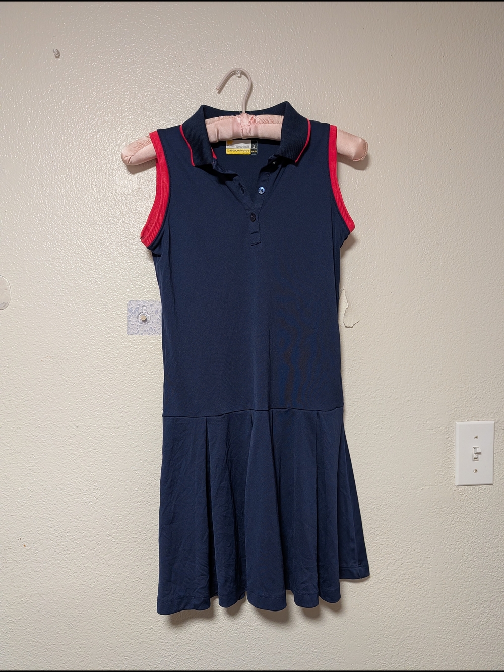 Nicklaus Girls Navy Golf Dress with Coral Pink Trim Sz 14-16
